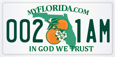 FL license plate 0021AM