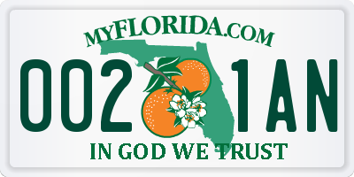 FL license plate 0021AN