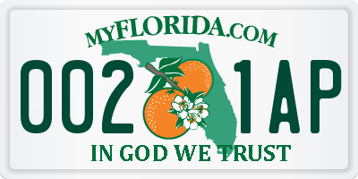 FL license plate 0021AP