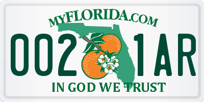 FL license plate 0021AR