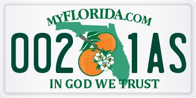 FL license plate 0021AS