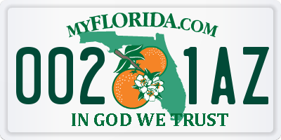FL license plate 0021AZ