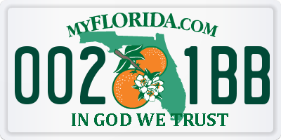 FL license plate 0021BB
