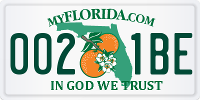 FL license plate 0021BE