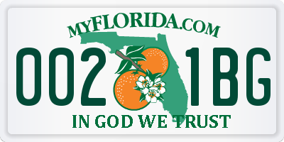 FL license plate 0021BG