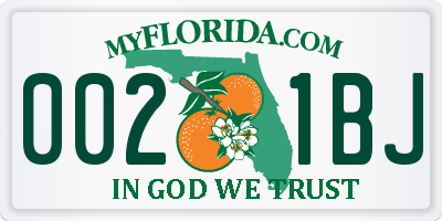 FL license plate 0021BJ