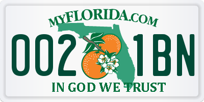 FL license plate 0021BN