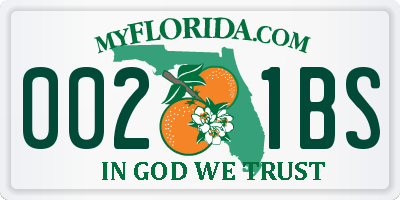 FL license plate 0021BS