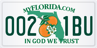 FL license plate 0021BU