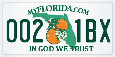FL license plate 0021BX