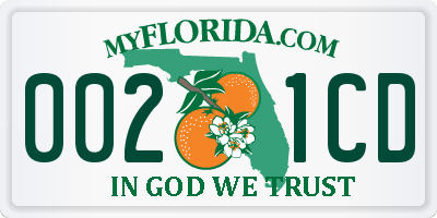 FL license plate 0021CD