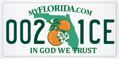 FL license plate 0021CE