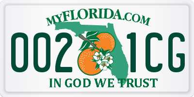 FL license plate 0021CG