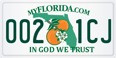 FL license plate 0021CJ