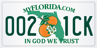 FL license plate 0021CK