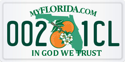FL license plate 0021CL
