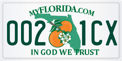 FL license plate 0021CX
