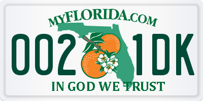 FL license plate 0021DK