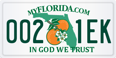 FL license plate 0021EK