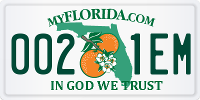 FL license plate 0021EM