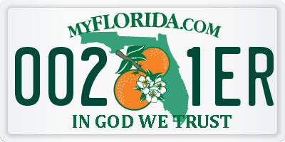 FL license plate 0021ER