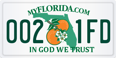 FL license plate 0021FD