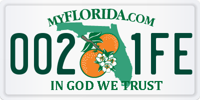 FL license plate 0021FE