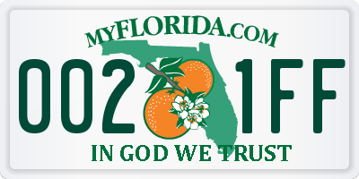 FL license plate 0021FF