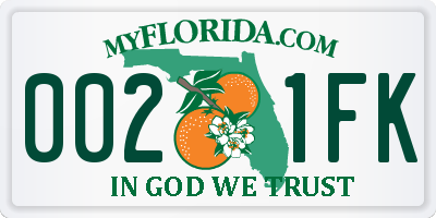 FL license plate 0021FK