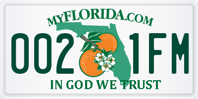 FL license plate 0021FM