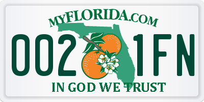FL license plate 0021FN