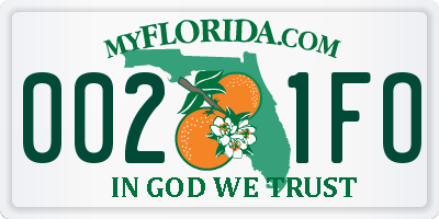 FL license plate 0021FO