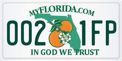 FL license plate 0021FP