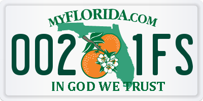 FL license plate 0021FS