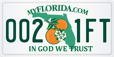 FL license plate 0021FT