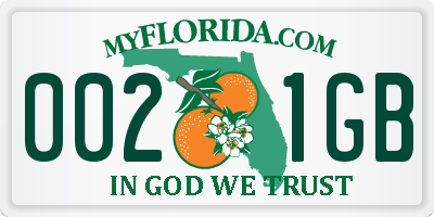 FL license plate 0021GB