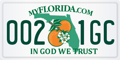 FL license plate 0021GC