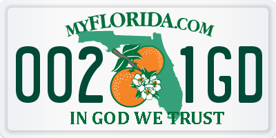 FL license plate 0021GD