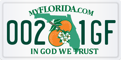 FL license plate 0021GF