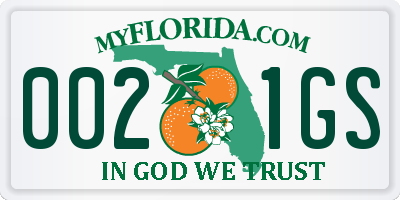 FL license plate 0021GS