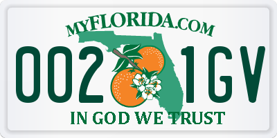 FL license plate 0021GV