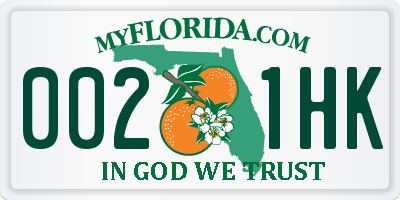 FL license plate 0021HK