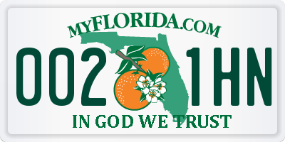 FL license plate 0021HN