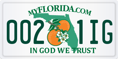 FL license plate 0021IG