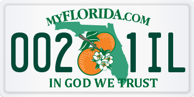 FL license plate 0021IL
