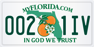 FL license plate 0021IV