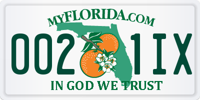 FL license plate 0021IX