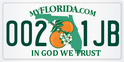 FL license plate 0021JB