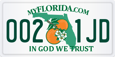 FL license plate 0021JD