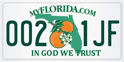 FL license plate 0021JF